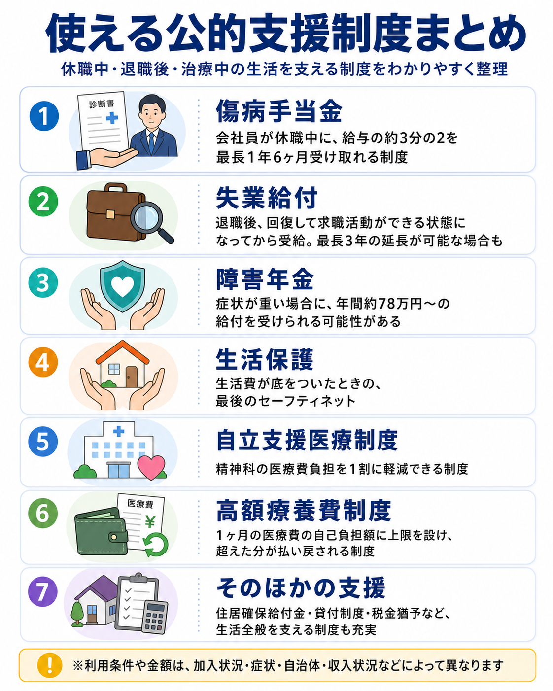 使える公的支援制度まとめ